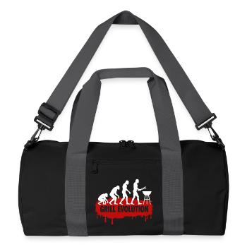 Grill Evolution Lustiger Grillmeister Spruch - Recycelte Duffel Bag - Schwarz/Graphitgrau - Vorne