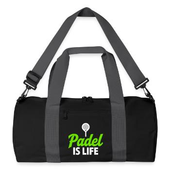 Padel is Life Sport Statement Lifestyle - Recycelte Duffel Bag - Schwarz/Graphitgrau - Vorne