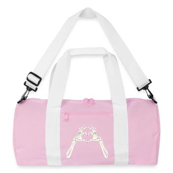 Skeleton Hands Heart Symbol Halloween Love Gothic - Recycled Duffel Bag - pink/white - Front