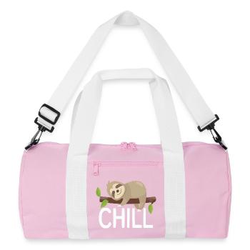Chill Faultier auf Ast süßes Relax Design - Recycelte Duffel Bag - Rosa/Weiß - Vorne