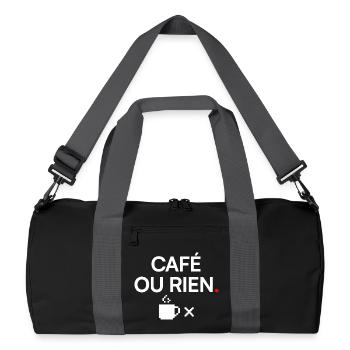 CAFÉ OU RIEN | Humour café - Sac de sport recyclé - noir/gris graphite - Devant