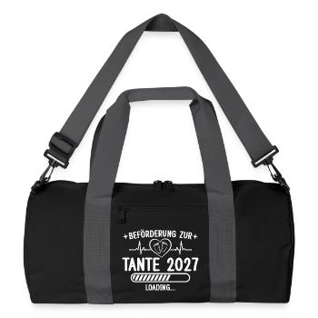 Beförderung zur Tante 2027 – Baby Loading - Recycelte Duffel Bag - Schwarz/Graphitgrau - Vorne