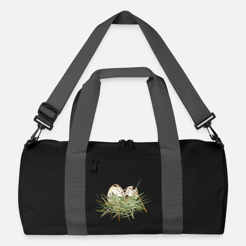 zwei Wachtel Eier im Heu Nest Recycelte Duffel Bag