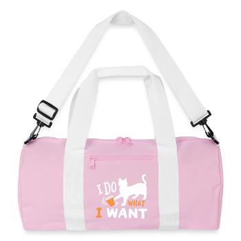 Katze Kätzchen Wortspiel - Recycelte Duffel Bag - Rosa/Weiß - Vorne