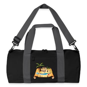 Adventurous treasure map with gold chest - Recycled Duffel Bag - black/graphite grey - Front