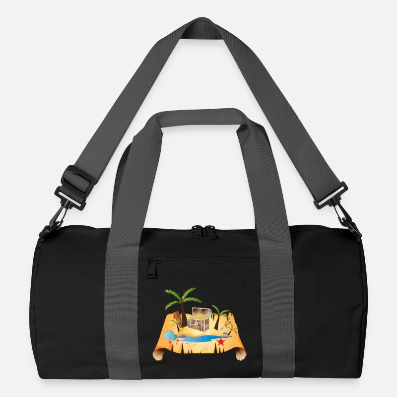Adventurous treasure map with gold chest Recycled Duffel Bag