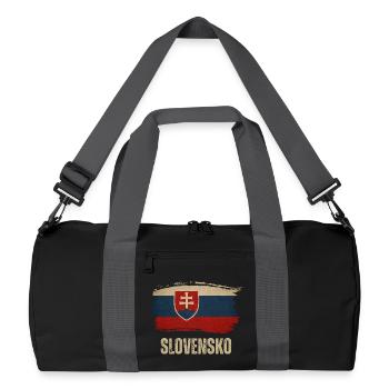 Vintage-Flagge der Slowakei, ich liebe die Slowakei - Recycelte Duffel Bag - Schwarz/Graphitgrau - Vorne