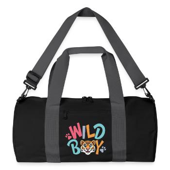 Wild Boy – Un mignon design de tigre pour enfants - Sac de sport recyclé - noir/gris graphite - Devant