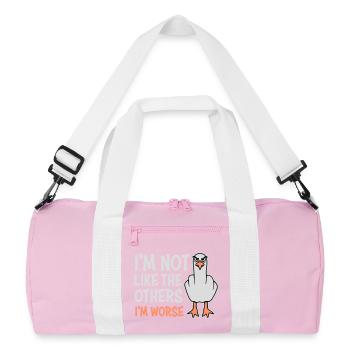 Mittelfinger Möwe Im Not Like The Others I'm Worse - Recycelte Duffel Bag - Rosa/Weiß - Vorne