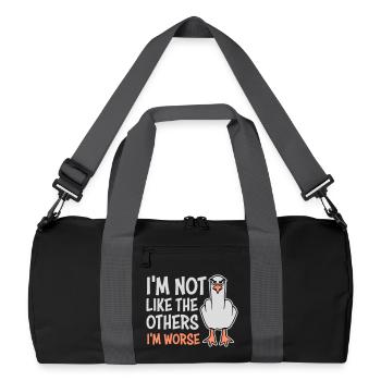 Mouette au majeur en Moins Comme les Autres, Je suis pire - Sac de sport recyclé - noir/gris graphite - Devant