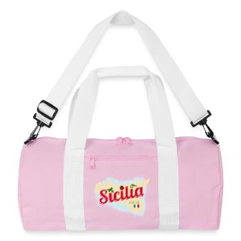 Sizilien Italien Vintage Insel Souvenir mit Fahne - Recycelte Duffel Bag - Rosa/Weiß - Vorne