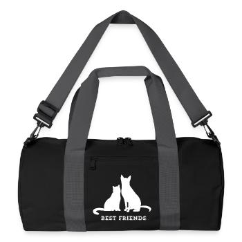 BEST FRIENDS – Katze & Hund Liebe - Recycelte Duffel Bag - Schwarz/Graphitgrau - Vorne