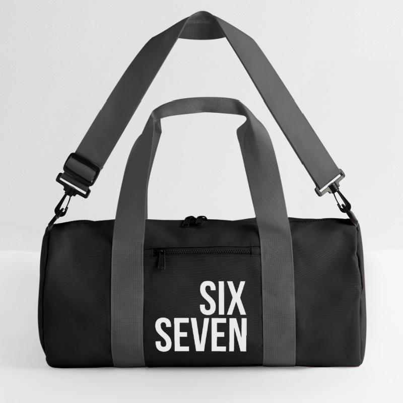 67 "six seven" text Recycled Duffel Bag