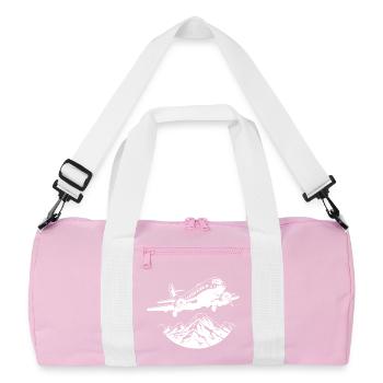 Airplane Drawing - Recycled Duffel Bag - pink/white - Front