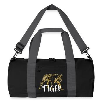 Wilder Tiger, Altmodisch, Abbildung - Recycelte Duffel Bag - Schwarz/Graphitgrau - Vorne