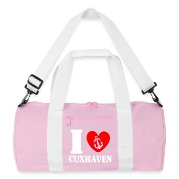 Vacances à la mer du Nord J’AIME CUXHAVEN Lustig - Sac de sport recyclé - rose/blanc - Devant