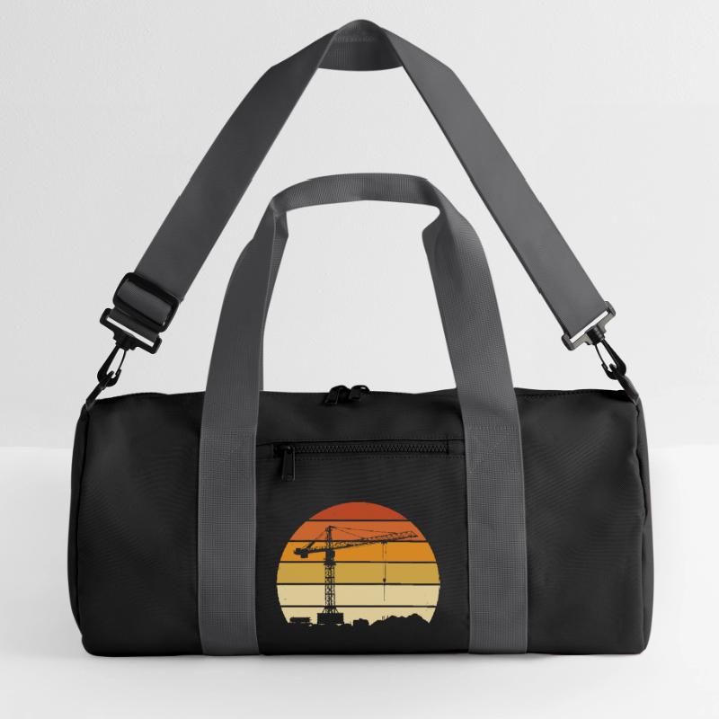 Crane Operator Retro Design – Construction Site & Construction Crane Recycled Duffel Bag