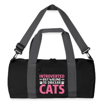 Discussion introvertie avec un chat - Sac de sport recyclé - noir/gris graphite - Devant