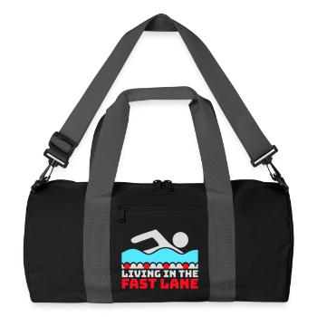 Life In The Fast Lane Schwimmer Lustig Pool Spruch - Recycelte Duffel Bag - Schwarz/Graphitgrau - Vorne