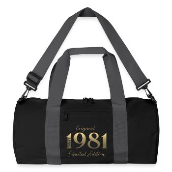 45. Geburtstag Geschenk Mann Original April 1981 - Recycelte Duffel Bag - Schwarz/Graphitgrau - Vorne