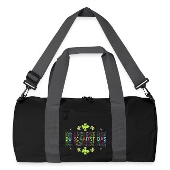Du schaffst das! Glücksbringer Glücksklee neon - Recycelte Duffel Bag - Schwarz/Graphitgrau - Vorne