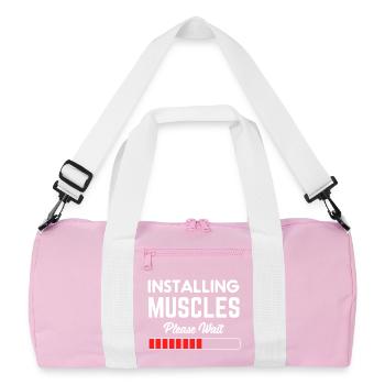 Installing Muscles Please Wait - Recycled Duffel Bag - pink/white - Front