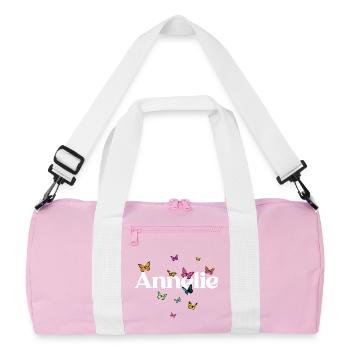 Schöner Mädchenname ANNELIE mit Schmetterlingen  - Recycelte Duffel Bag - Rosa/Weiß - Vorne