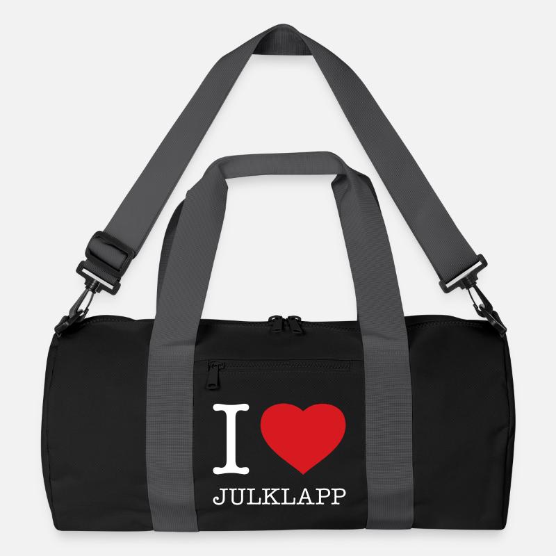 I love Julklapp - Recycelte Duffel Bag - Schwarz/Graphitgrau
