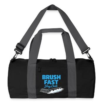 Curling, balayage drôle, cardio dur avec balai - Sac de sport recyclé - noir/gris graphite - Devant
