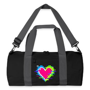 Pixel Heart Neon Glitch Rainbow - Recycled Duffel Bag - black/graphite grey - Front