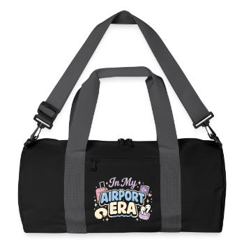 Reiseangst-humor, Flughafen-chaos, Fliegen Ist - Recycelte Duffel Bag - Schwarz/Graphitgrau - Vorne