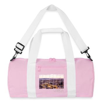 Lissabon Portugal Sonnenuntergang Skyline Souvenir - Recycelte Duffel Bag - Rosa/Weiß - Vorne
