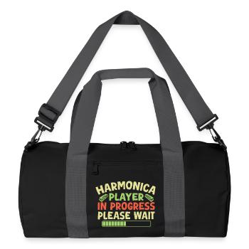 Funny Harmonica Player In Progress Harmonica - Recycelte Duffel Bag - Schwarz/Graphitgrau - Vorne