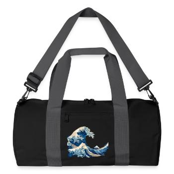 Hokusai Wave Japanese Origami Art Large Wave - Recycled Duffel Bag - black/graphite grey - Front