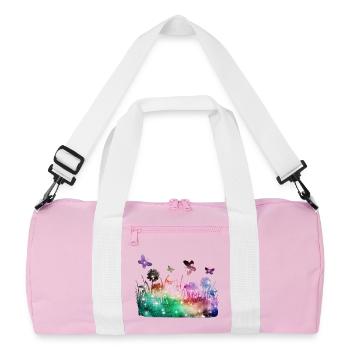 Flower Meadow Galaxy Garden Butterflies - Recycled Duffel Bag - pink/white - Front
