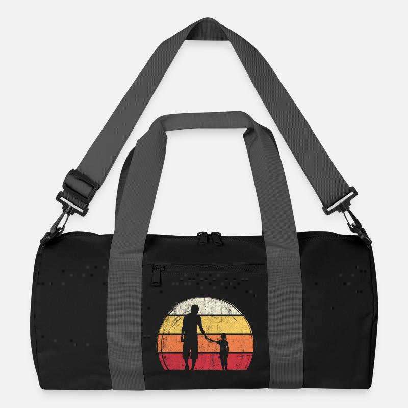 Sunset Silhouette: Vater und Kind - Recycelte Duffel Bag - Schwarz/Graphitgrau
