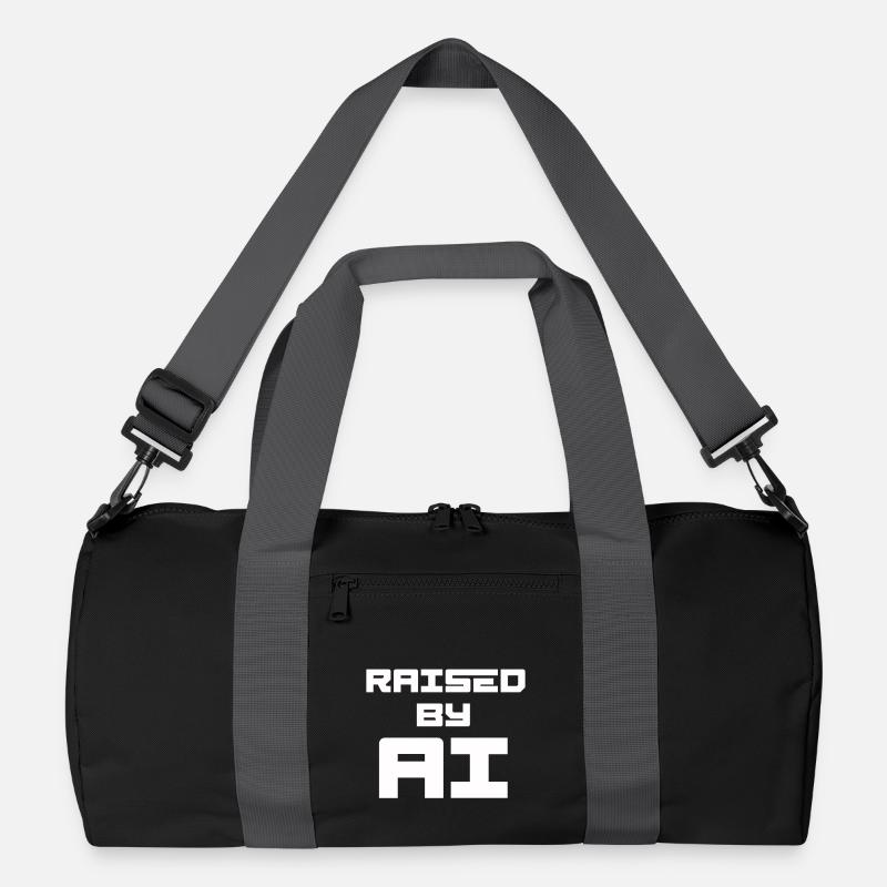 RAISED BY AI - Recycelte Duffel Bag - Schwarz/Graphitgrau