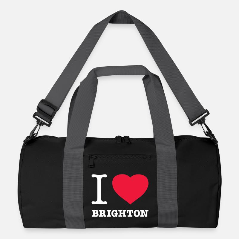 I LOVE BRIGHTON - Recycelte Duffel Bag - Schwarz/Graphitgrau
