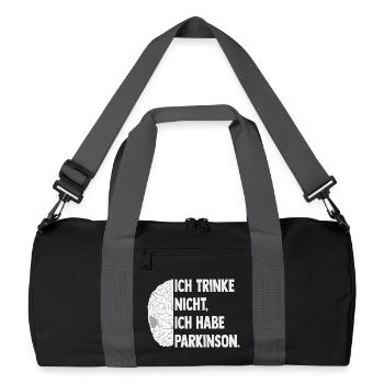 Ich trinke nicht, ich habe Parkinson. - Recycelte Duffel Bag - Schwarz/Graphitgrau - Vorne