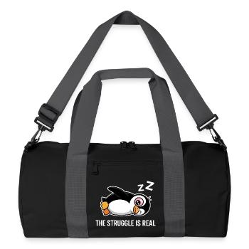 Pinguin Lustiger Spruch - Recycelte Duffel Bag - Schwarz/Graphitgrau - Vorne