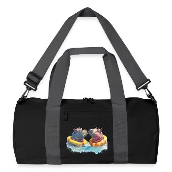 Doppelte Hippo Badespaß - Recycelte Duffel Bag - Schwarz/Graphitgrau - Vorne