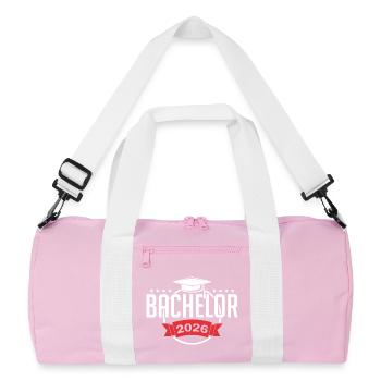 Bachelor 2026 Abschluss Promotion Sponsion - Recycelte Duffel Bag - Rosa/Weiß - Vorne