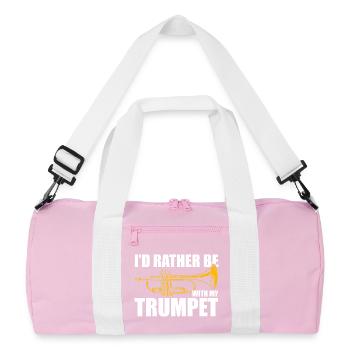 I'd rather be with my trombone trumpet player - Recycled Duffel Bag - pink/white - Front
