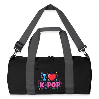 I Love K-Pop Cute Korean Music Anime Korea Korean - Recycled Duffel Bag - black/graphite grey - Front