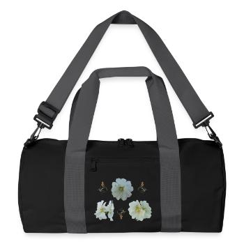 Stockrosen mit Hummeln - Recycelte Duffel Bag - Schwarz/Graphitgrau - Vorne
