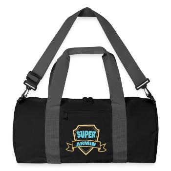 Super Armin Schild-Badge - Recycelte Duffel Bag - Schwarz/Graphitgrau - Vorne