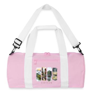 Vietnam Vacation Travel – Nature & Culture Motif - Recycled Duffel Bag - pink/white - Front