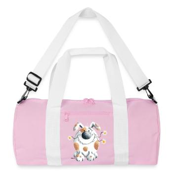 Chien avec la fleur - Sac de sport recyclé - rose/blanc - Devant