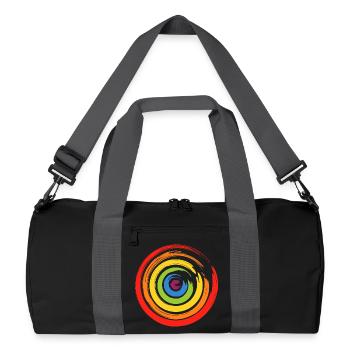 Locker gemalte Kreise aus farbigen Pinselstrichen - Recycelte Duffel Bag - Schwarz/Graphitgrau - Vorne