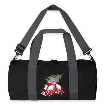 red toy car decorated for Christmas - Recycled Duffel Bag - black/graphite grey - Front